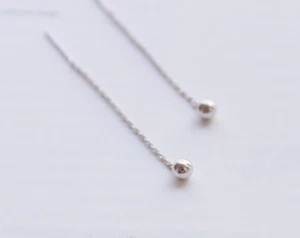 925 Sterling Silver Threader Drop Earrings Bead - Bild 1 von 9