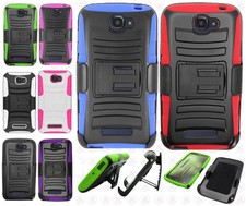 For Alcatel OneTouch Pop Icon Hybrid Combo Holster KICKSTAND Rubber Case Cover
