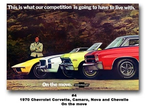 13x19 1970 Chevrolet Corvette Camaro Nova Chevelle Ad Poster On the move SS 396 - Bild 1 von 1
