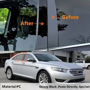 Decal Cover Fit For Ford Taurus 2010-19 Sedan Door B Pillar Posts Post 6pc Black - Imagen 1 de 8