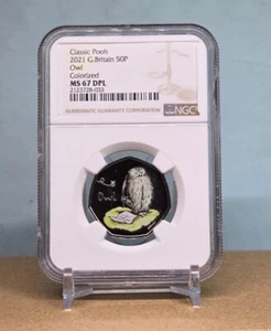 2021 GREAT BRITAIN 50p DISNEY'S CLASSIC POOH - OWL - COLOR NGC MS67 DPL not niue - Picture 1 of 8