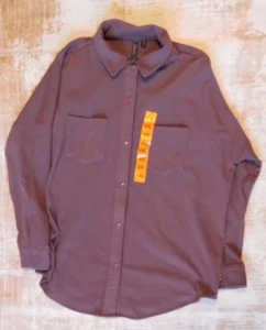 New Mondetta Shirt Womens 2XL Brown Wicking Soft Plush Snap Button Up Tunic - Picture 1 of 8
