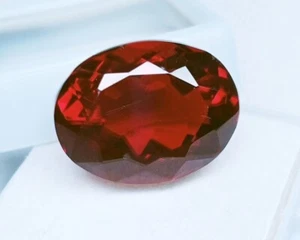 16.40 Ct Loose Gemstone Beautiful Lab Created Hessonite Garnet Oval Cut Red - Picture 1 of 4