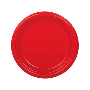 9" Red Disposable Plastic Dinner Plates - 20 Ct. - Picture 1 of 2