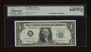 DBR 1963 $1 FRN Boston Fr. 1900-A Legacy 64 PPQ Serial A00341518A - Picture 1 of 2
