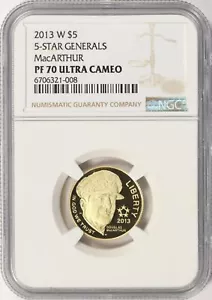 2013-W 5-Star Generals MacArthur $5 Gold Commemorative NGC PF70 Ultra Cameo - Picture 1 of 4