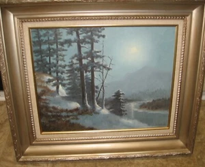 Winter Warrior Oil Painting, Signed by Robert DeLeon, Texas, 20x16 No Framing - Picture 1 of 5