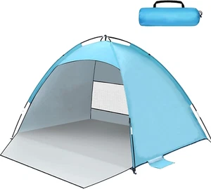 Tenda Da Spiaggia Portatile per 2-4 Persone, Leggera Tenda Sole Spiaggia, Protez - Foto 1 di 12