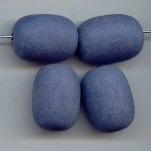 12 VINTAGE BLUE MATTE ACRYLIC 26x19mm. SMOOTH OVAL BEADS 5613 - Picture 1 of 1