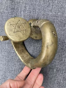 Antique LARGE AFRICAN SLAVE TRADE MANILLA CURRENCY BRACELET Cuff Star Of David - Picture 1 of 8