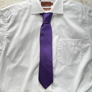 Ted Baker Tie SILK Striped Purple Mens Wedding Smart Pink Lining - Picture 1 of 11