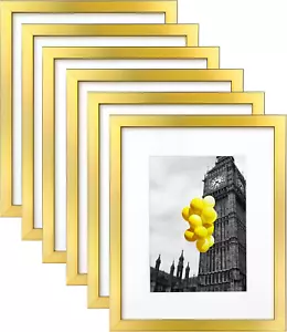 8X10 Modern Gold Picture Frame, 6 Pack Photo Frames for Gallery Wall, Display Pi - Picture 1 of 8