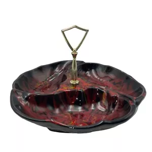The Original California Pottery Company vassoio snack manico rosso nero oro - Foto 1 di 14