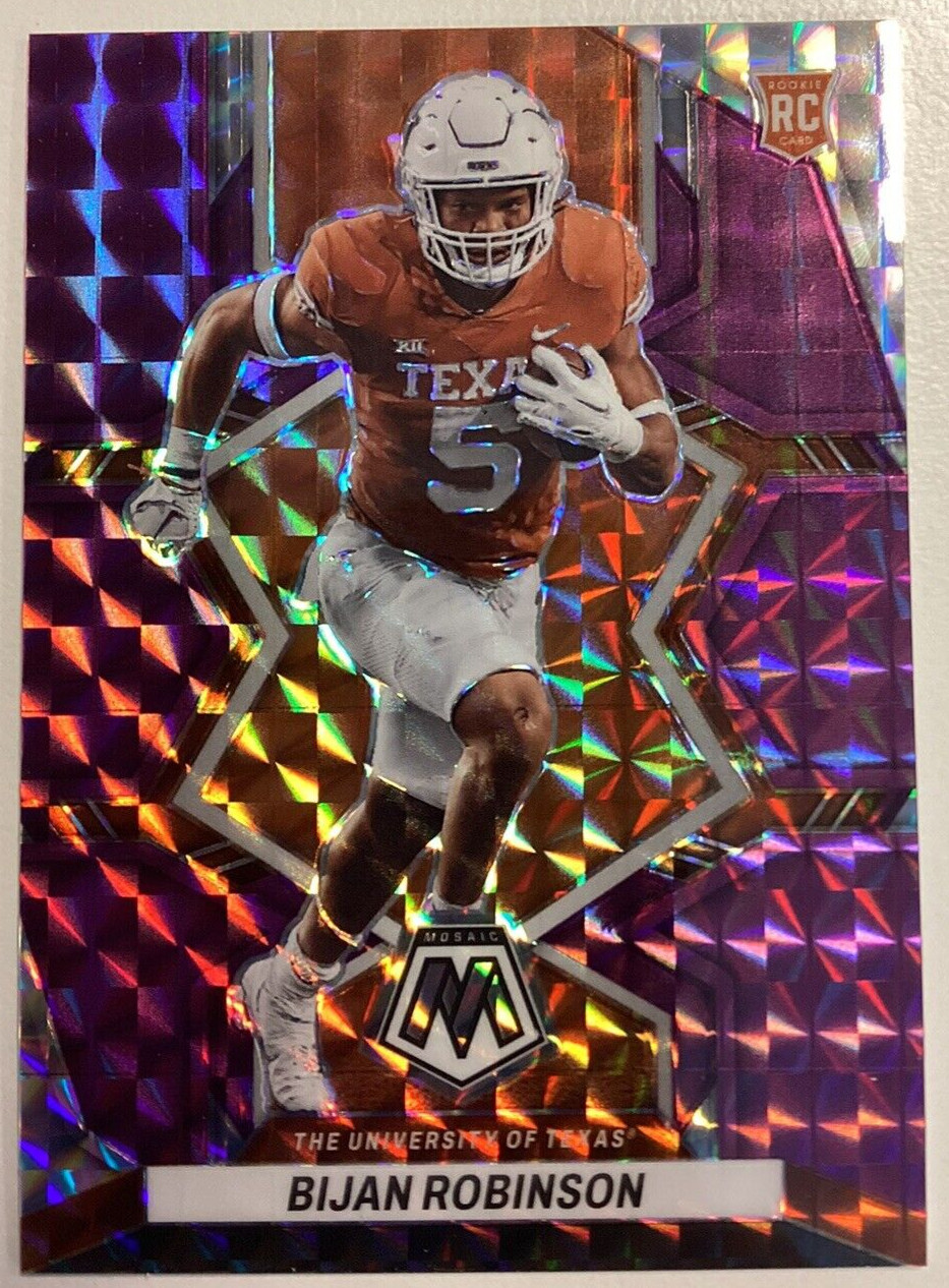 2023 Panini Mosaic Draft Picks Bijan Robinson RC #7 Purple Mosaic #'d /49