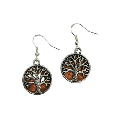 Patina Tree of Life earrings on a penny, sterling silver earwires, FREE SHIPPING - Image 1 of 3