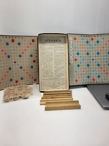 Vintage Scrabble Game 1953 Selchow & Righter Complete  8 Holders