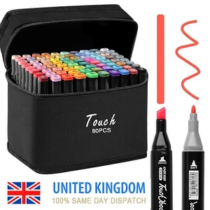 80/168 Colors Markers Pens Set Permanent Art Marker Pens Dual Tipped Markers UK - Picture 1 of 9