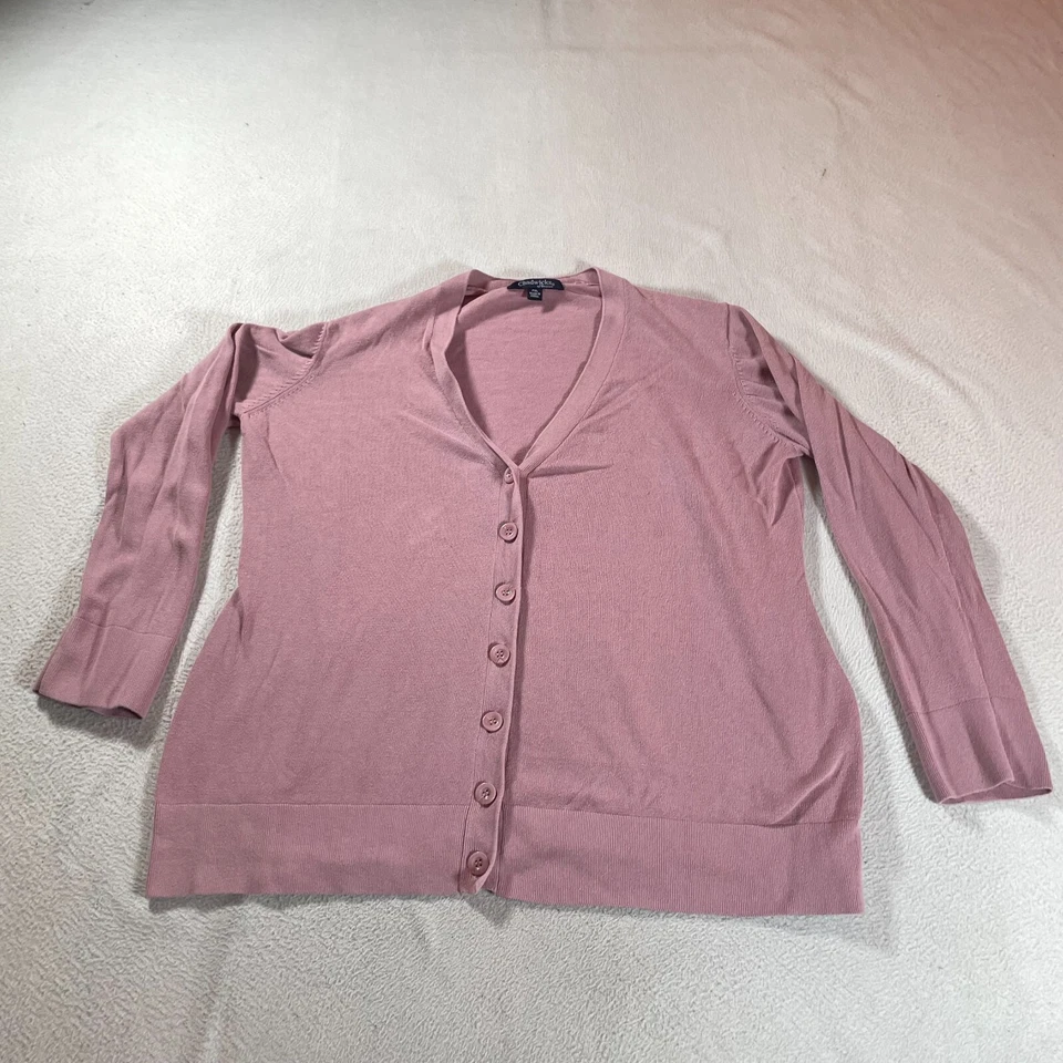 Cárdigan Chadwicks Mujer Extra Grande Pequeño Rosa Suéter Cuello en V Top Damas Foto 1 de 4