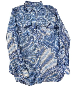 Lauren Ralph Lauren Paisley Blouse Blue Bandana Print Womens SM Top Cotton Silk - Imagen 1 de 6