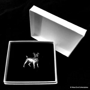 Jack Russell Terrier Silver Pewter Brooch Badge in Gift Box UK Made Present - Picture 1 of 4