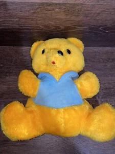 VTG Knickerbocker Animals of Distinction Orange Yellow Bear 15” Plush Blue Shirt - Picture 1 of 7