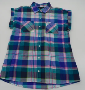 Tommy Hilfiger Women's Plaid Button Down Sleeveless Blouse Size Small NWT - Picture 1 of 8