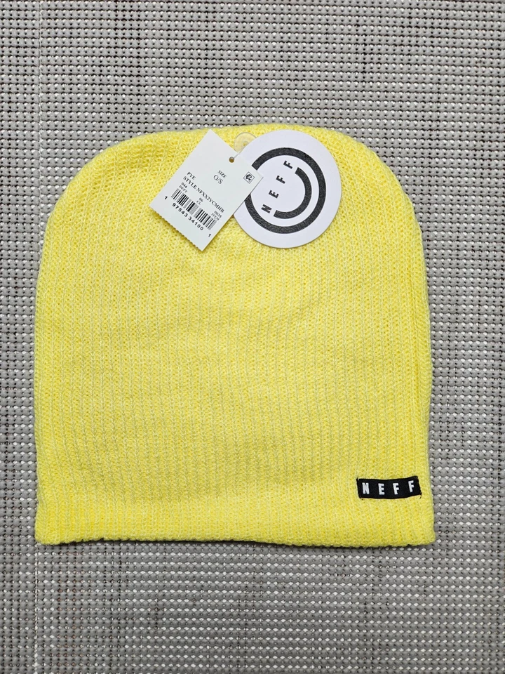 Neff Beanie Hat Acrylic Hat One Size Yellow Unisex Skateboard Punk