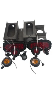 Steel Box LED 6 Oval Light Kit Trailer Truck Camper W/License Holder + Markers - Picture 1 of 12