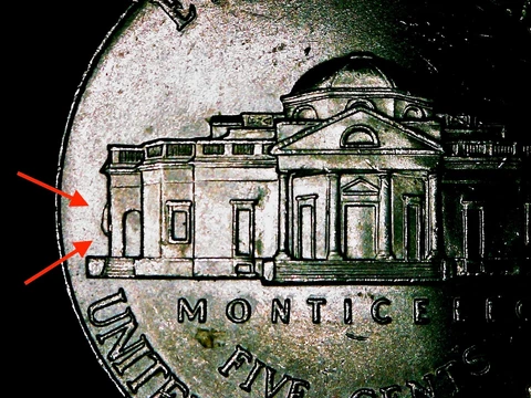 2016 P Jefferson Nickel Error Die Chip Bee Hive Reverse Cover
