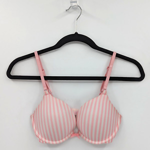 Victoria's Secret Bra Women's 32D Pink White Stripes Push Up