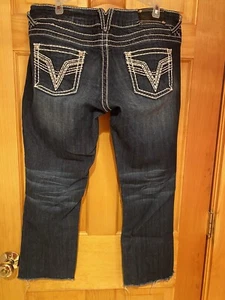 Vigoss Damen Chelsea Stiefel geschnitten dunkel gewaschene Jeans 13/14 Taille x 25 Länge - Bild 1 von 5