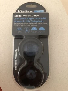 New Sealed Vivitar .43x Wide Angle Lens Macro 2.5x Telephoto - Picture 1 of 5