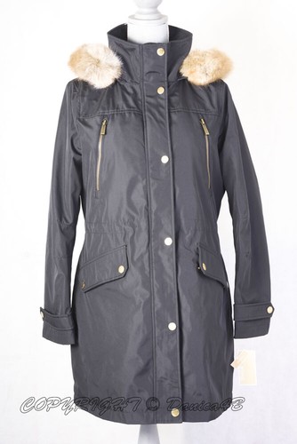 Michael Kors Donna Polyfill Pelliccia Finta Giacomo Giacomo Giacca Tampone Cappotto Nero M