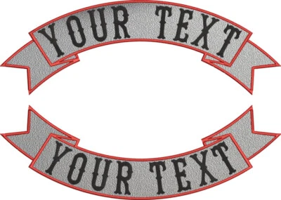 13" REFLECTIVE Top / Bottom Rocker,Embroidered Patch,Custom Embroidery,BackPatch - Image 1 of 3