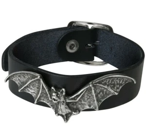 Alchemy Gothic Desmodus Vampire Bat Black Leather Wrist Strap Bracelet A111 New - Picture 1 of 3