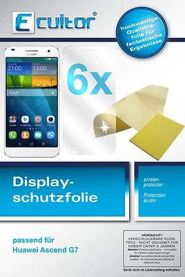 6x Protector Pantalla para Ecultor Huawei Ascend G7 Protector Cristal Transparente Foto 1 de 4
