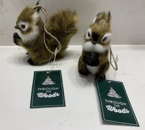 Eichhörnchen Ornamente Menge 2 Kunstfell realistisch 3,5" lang BRANDNEU - Bild 1 von 13