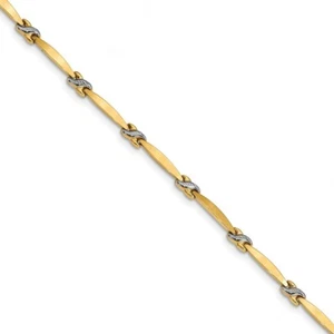 Leslie's 14k Yellow Gold w/Rhodium D/C Fancy Bracelet LF934-7.25 - Picture 1 of 3