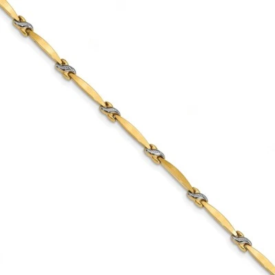 Leslie's 14k Yellow Gold w/Rhodium D/C Fancy Bracelet LF934-7.25 - Image 1 of 3
