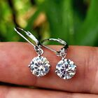 1.46 Tcw Round Brilliant White Moissanite Clip-On Earring 14K White Gold Plated
