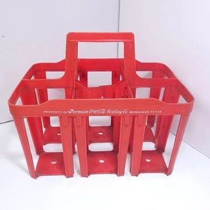 Vintage Coca-Cola 6pk 32 oz Bottle Carrier Red Plastic Coke Crate Display Rack - Picture 1 of 9