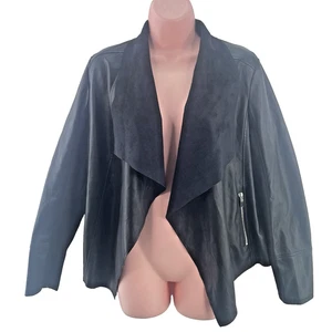 Very Faux Leather Waterfall Jacket, Size UK 16, Black - Picture 1 of 18