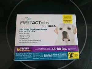 TevraPet FirstAct Plus Flea and Tick Topical Dogs 45-88 lbs 6 Pack Applicators - Picture 1 of 5