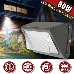 80W LED Wall Pack Light Outdoor Parking Lot Factory Garage Dusk To Dawn Light - Picture 1 of 11