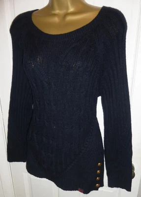 Navy Blue Superdry Jumper with Gold Button Detail Size 10/12 - Image 1 of 3
