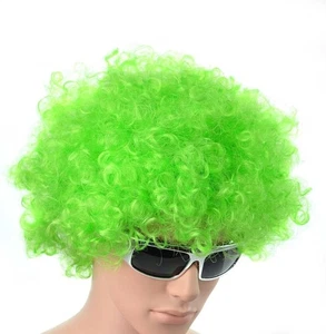 Unisex Adults Green Curly Afro Footie Supporters Party Wig Fancy Dress One Size - Picture 1 of 3