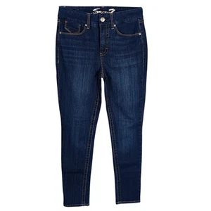 Seven7 Tummyless High Rise Skinny Jeans Size 8 Dark Blue Wash Stretchy 5 Pocket - Picture 1 of 10