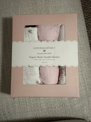 Juego de 3 envolturas de muselina de lujo Love Shack POTTERY BARN KIDS nuevas en caja Foto 1 de 4