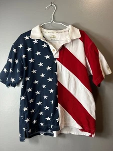 Camisa Pelirroja Mediana Bandera de Estados Unidos Estrellas Rayas Patrón Para Mujer SS Polo con Cuello - Imagen 1 de 8