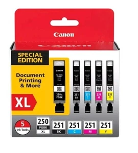 Canon Genuine PGI-250 XL / CLI-251 5 Color Value Pack New In Box - Afbeelding 1 van 5